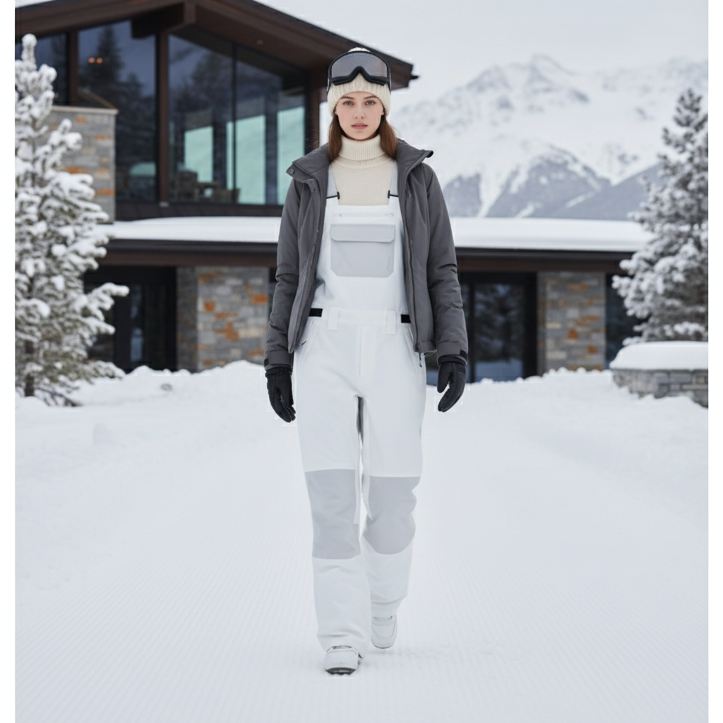 Pantalon De Ski Blanc Salopette Imperméable Femme Hiver - Polyester