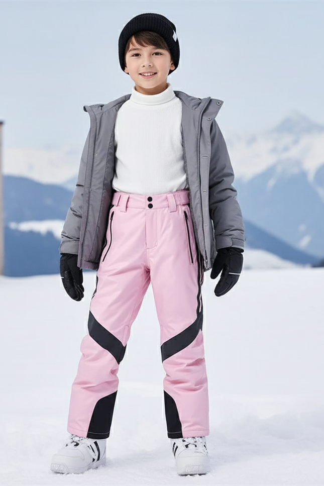 Pantalon De Ski Rose Imperméable Coupe-Vent Enfant Hiver - Polyester