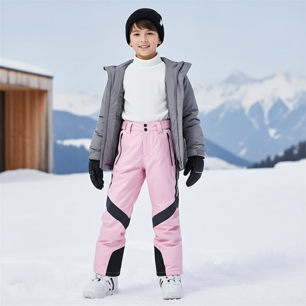 Pantalon De Ski Rose Imperméable Coupe-Vent Enfant Hiver - Polyester