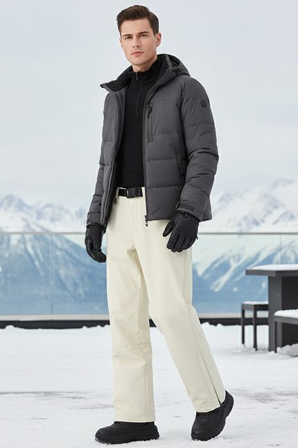 Pantalon De Ski Beige Imperméable Coupe Droite Homme Hiver - Polyester
