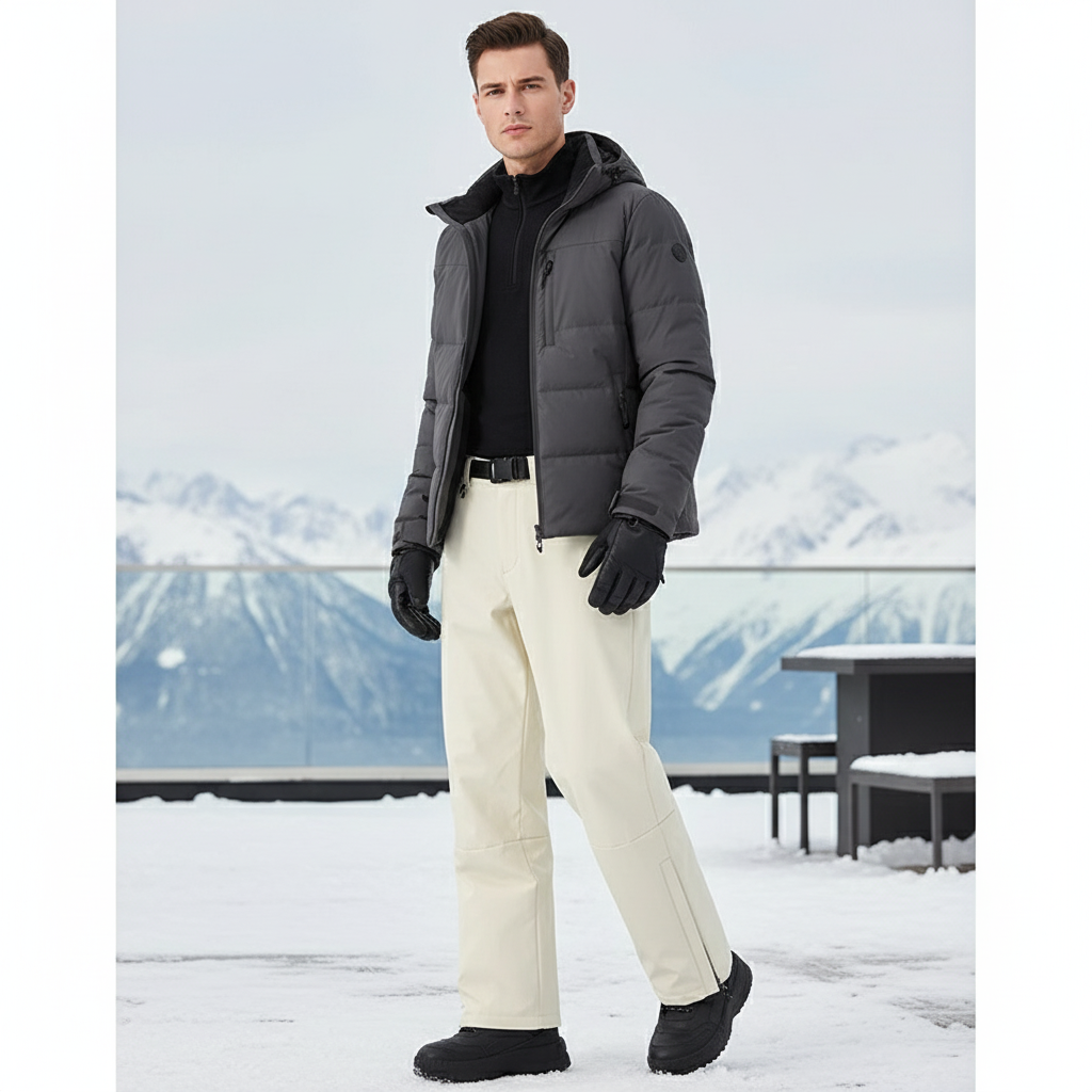 Pantalon De Ski Beige Imperméable Coupe Droite Homme Hiver - Polyester