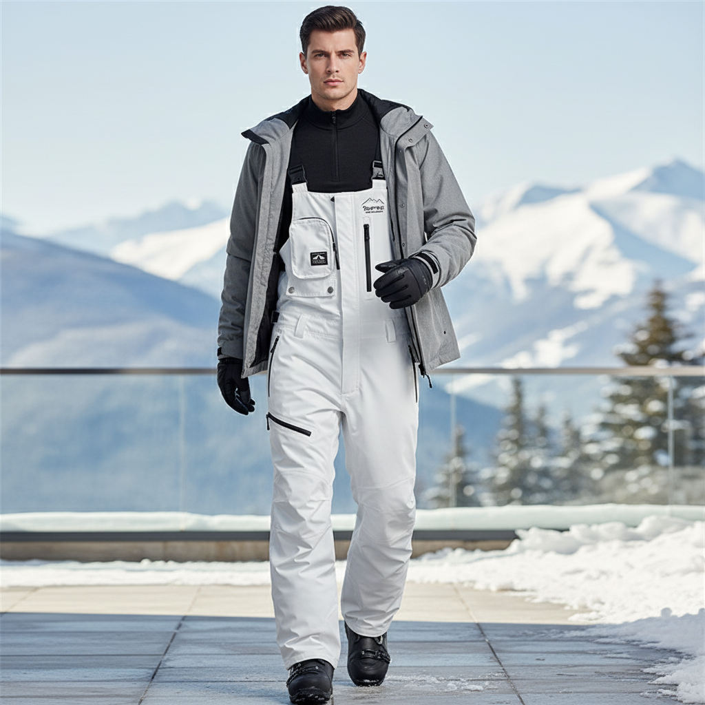 Pantalon De Ski Blanc Imperméable Homme Salopette - Polyester