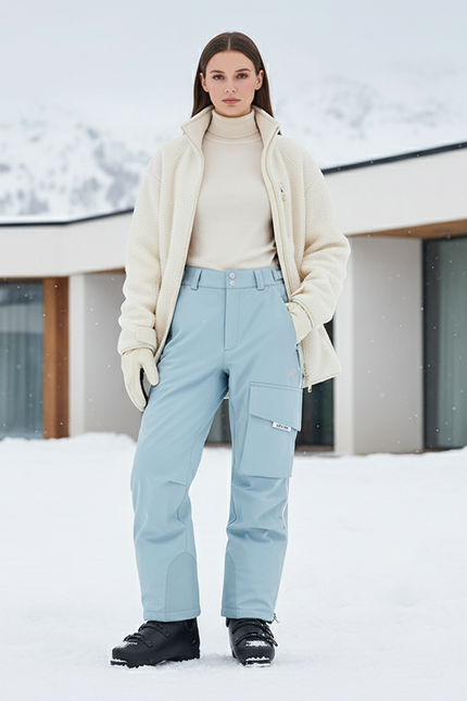 Pantalon De Ski Bleu Ciel Cargo Imperméable Femme Hiver - Polyester