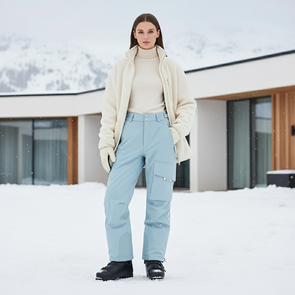 Pantalon De Ski Bleu Ciel Cargo Imperméable Femme Hiver - Polyester