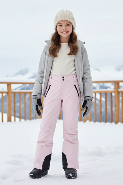 Pantalon De Ski Rose Pâle Imperméable Coupe Droite - Polyester