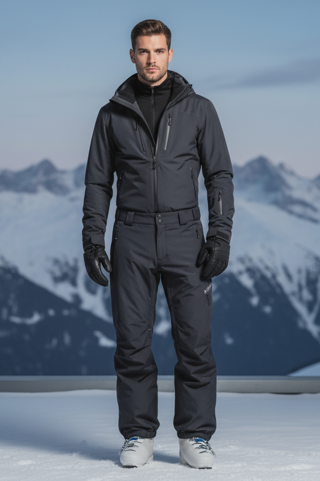 Pantalon De Ski Anthracite Imperméable Homme Coupe Droite - Gris Polyester