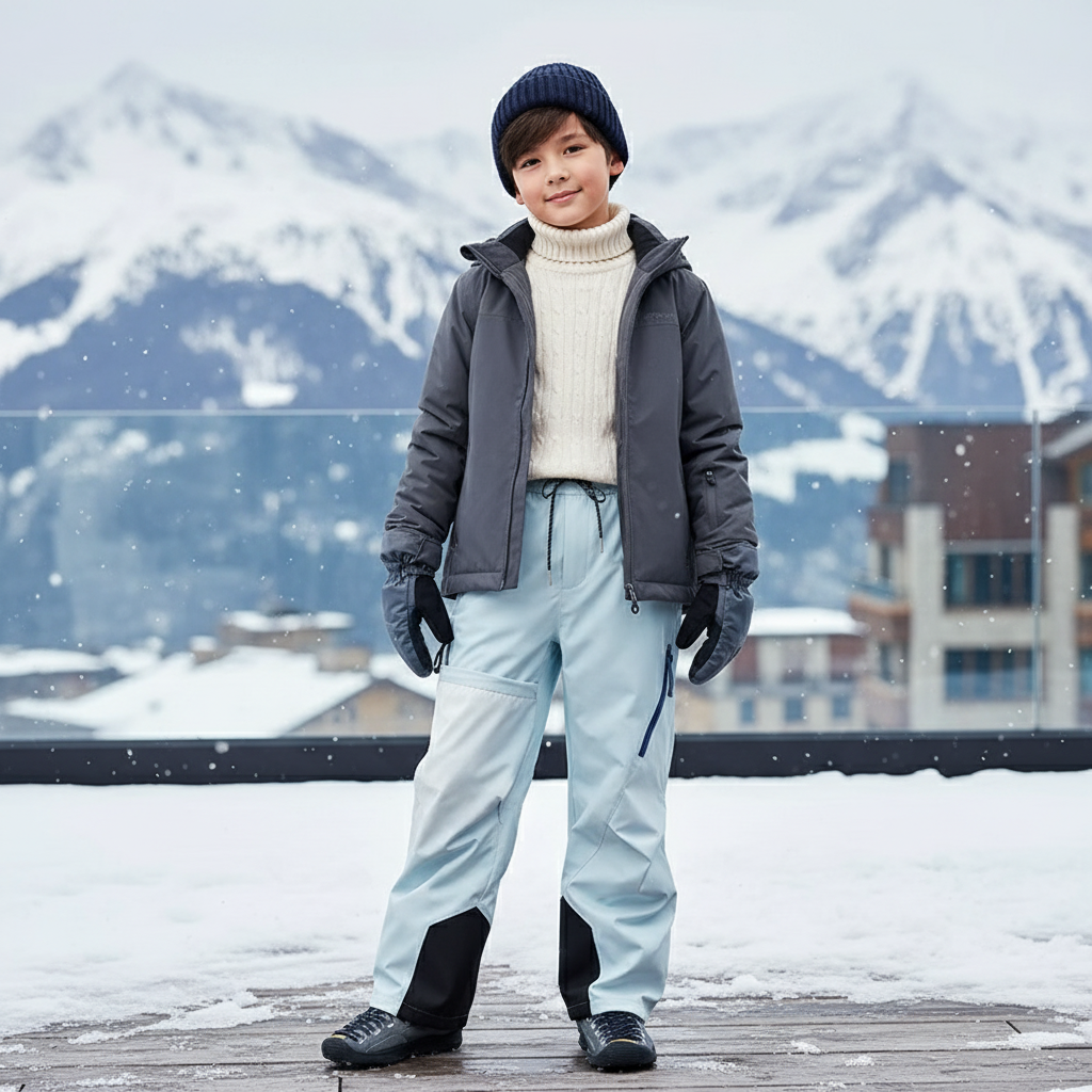 Pantalon De Ski Enfant Bleu Ciel Imperméable Hiver - Polyester