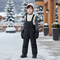 Pantalon De Ski Noir Enfant Bretelles Imperméable Matelassé - Polyester