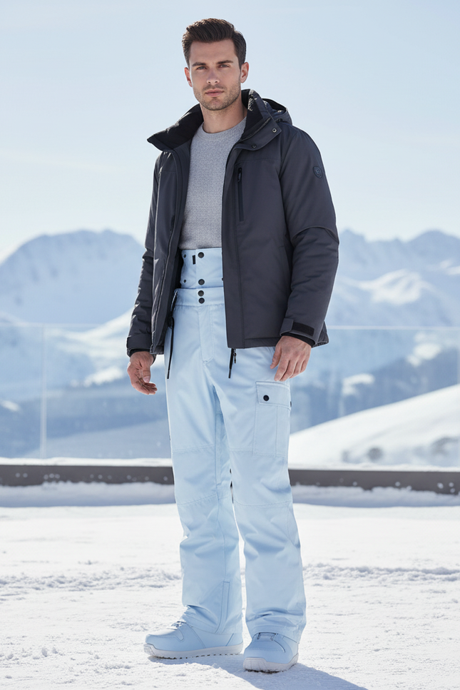 Pantalon De Ski Bleu Ciel Taille Haute Imperméable Homme - Polyester
