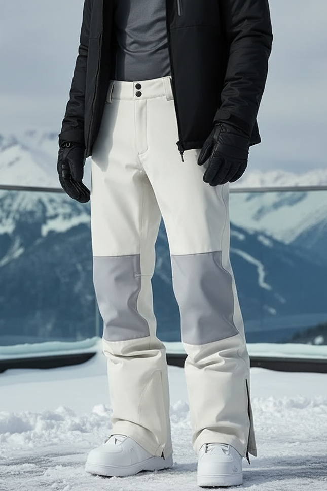 Pantalon De Ski Blanc Gris Coupe Droite Homme - Polyester