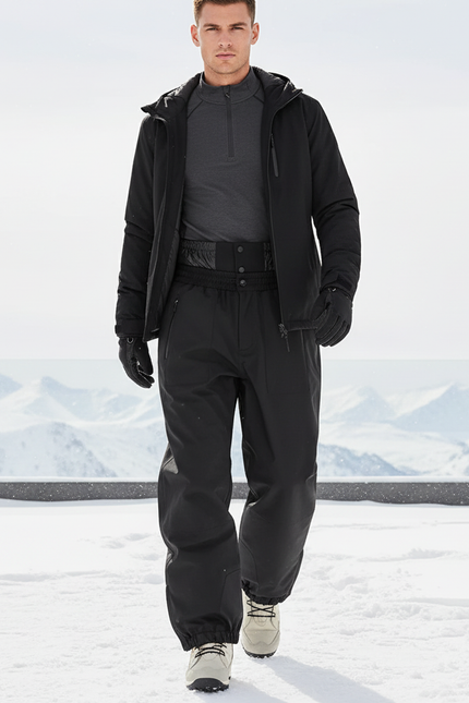 Pantalon De Ski Homme Noir Ample Imperméable Hiver - Polyester