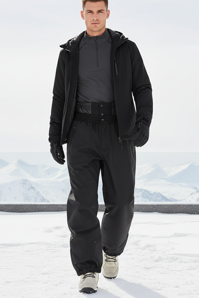 Pantalon De Ski Homme Noir Ample Imperméable Hiver - Polyester