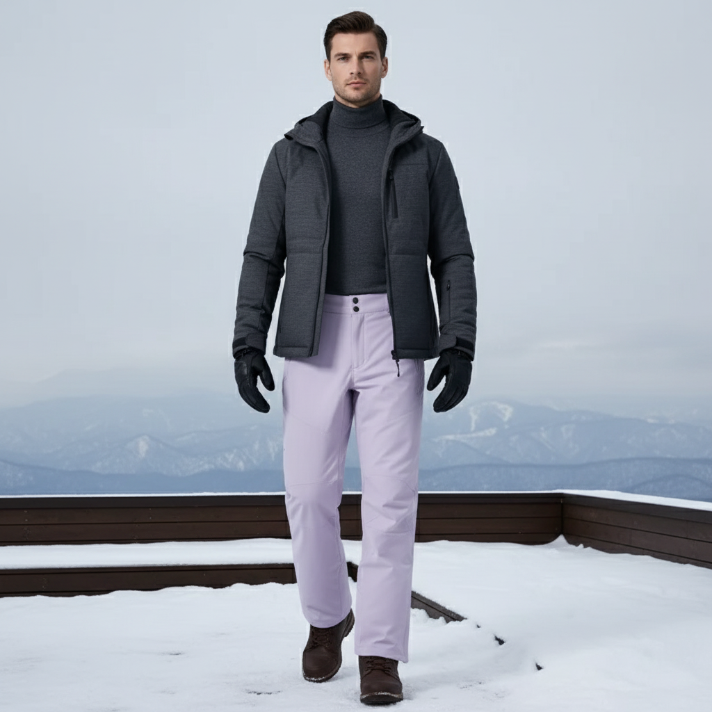 Pantalon De Ski Lilas Droit Imperméable Respirant Hiver - Violet Polyester
