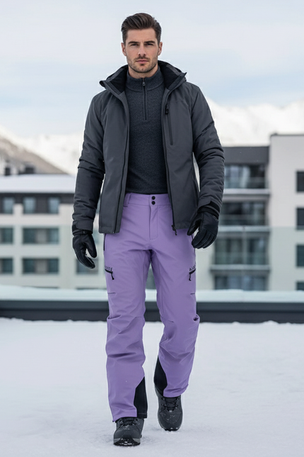 Pantalon De Ski Violet Imperméable Cargo Homme Hiver - Polyester