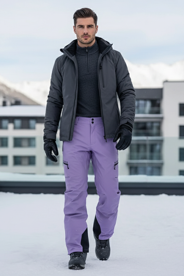 Pantalon De Ski Violet Imperméable Cargo Homme Hiver - Polyester