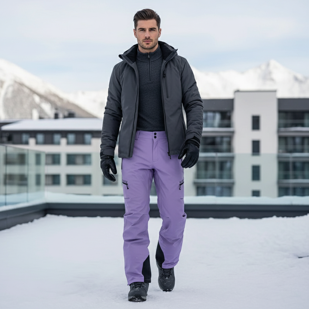 Pantalon De Ski Violet Imperméable Cargo Homme Hiver - Polyester