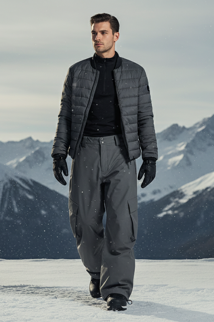 Pantalon De Ski Gris Ample Imperméable Cargo Homme - Polyester