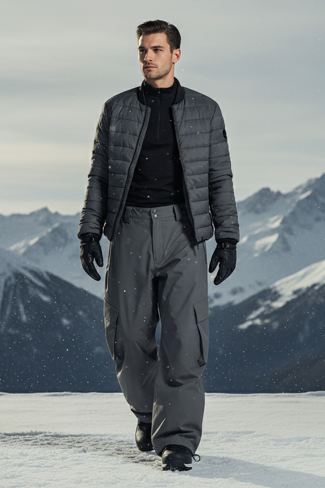 Pantalon De Ski Gris Ample Imperméable Cargo Homme - Polyester