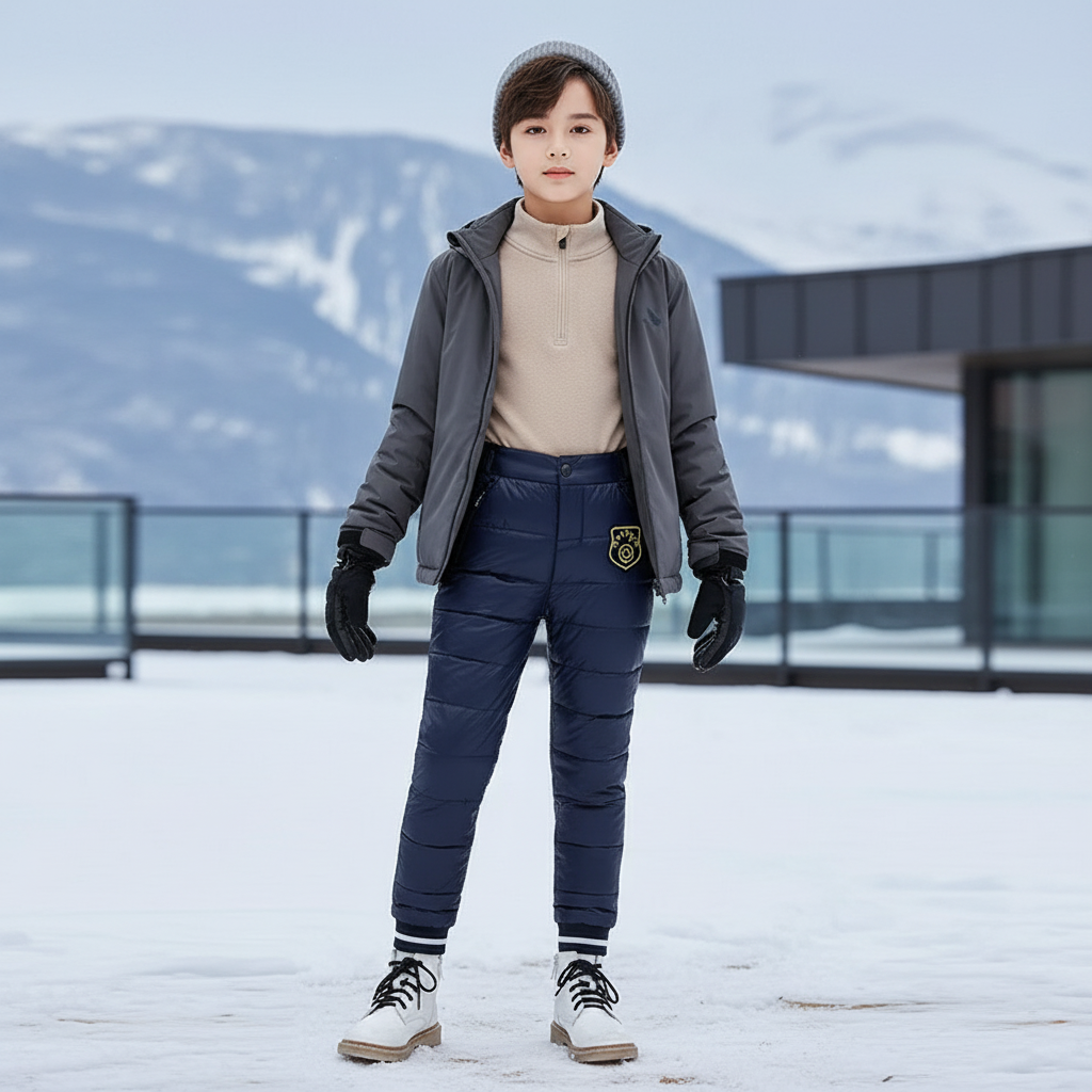 Pantalon De Ski Bleu Marine Matelassé Enfant Hiver - Polyester