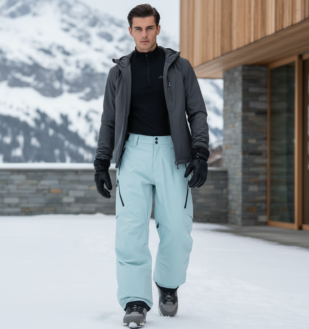 Pantalon De Ski Ample Imperméable Bleu Ciel Homme - Polyester