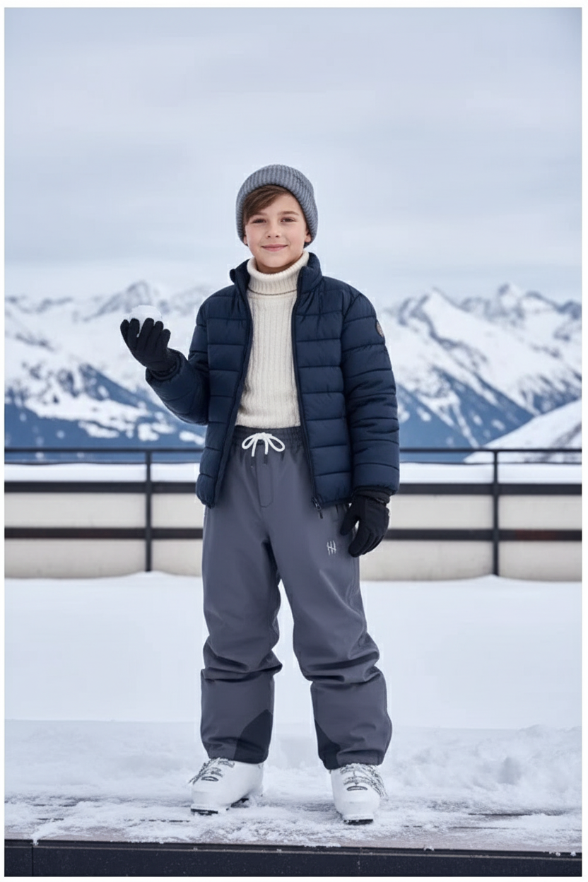 Pantalon De Ski Gris Imperméable Chaud Enfant - Polyester