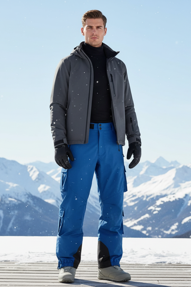 Pantalon De Ski Bleu Cargo Imperméable Homme Épais Hiver - Polyester