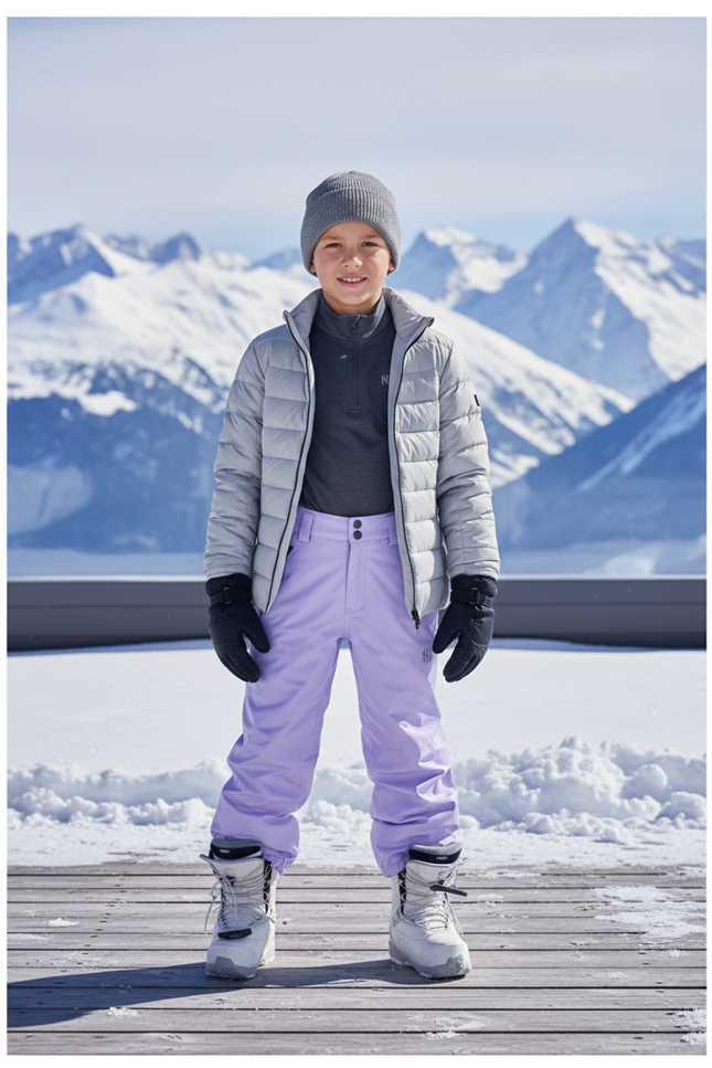 Pantalon De Ski Violet Enfant Imperméable Thermique Hiver - Polyester