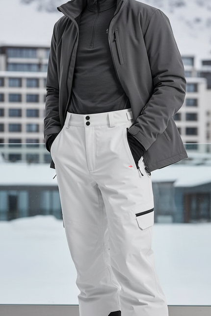 Pantalon De Ski Blanc Ample Imperméable Hiver Homme - Polyester
