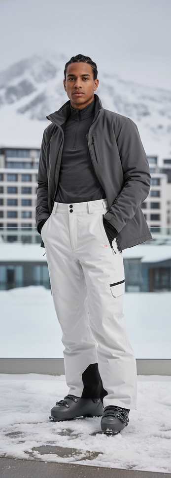 Pantalon De Ski Blanc Ample Imperméable Hiver Homme - Polyester