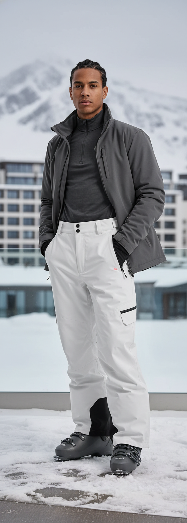 Pantalon De Ski Blanc Ample Imperméable Hiver Homme - Polyester