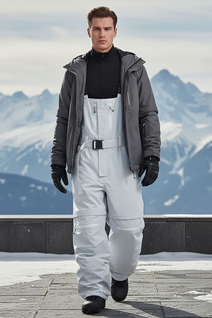Pantalon De Ski Blanc Cassé Salopette Imperméable Unisexe Chaud - Polyester