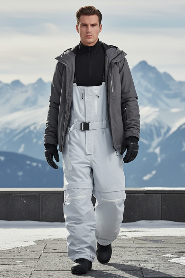 Pantalon De Ski Blanc Cassé Salopette Imperméable Unisexe Chaud - Polyester