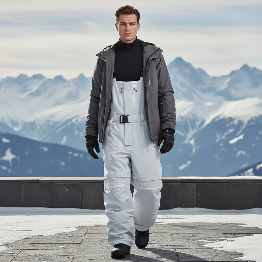 Pantalon De Ski Blanc Cassé Salopette Imperméable Unisexe Chaud - Polyester