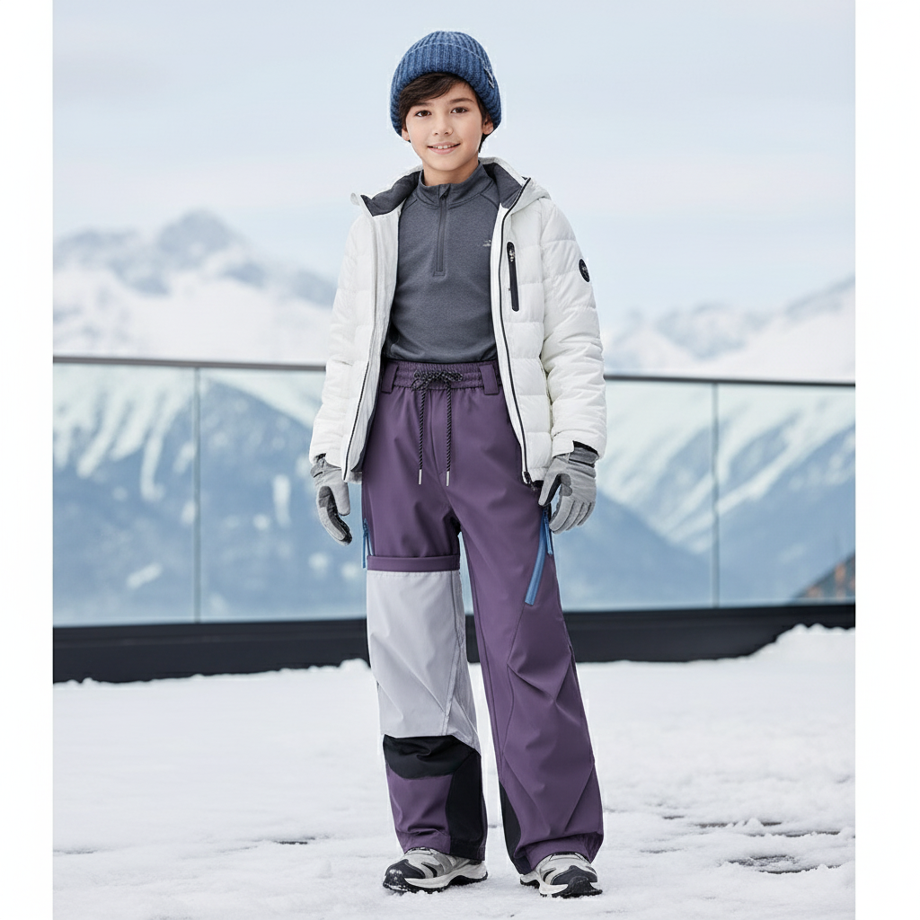Pantalon De Ski Violet Enfant Imperméable Hiver Cargo - Polyester