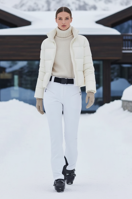 Pantalon De Ski Blanc Slim Ajusté Ceinture Femme - Polyester