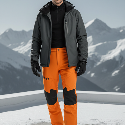 Pantalon De Ski Orange Homme Bicolore Thermique - Polyester