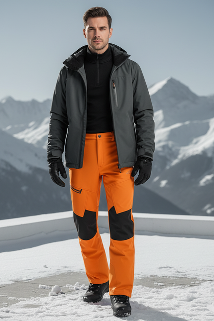 Pantalon De Ski Orange Homme Bicolore Thermique - Polyester