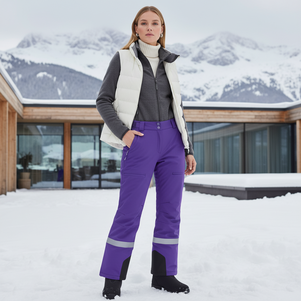Pantalon De Ski Violet Imperméable Femme Réfléchissant - Polyester