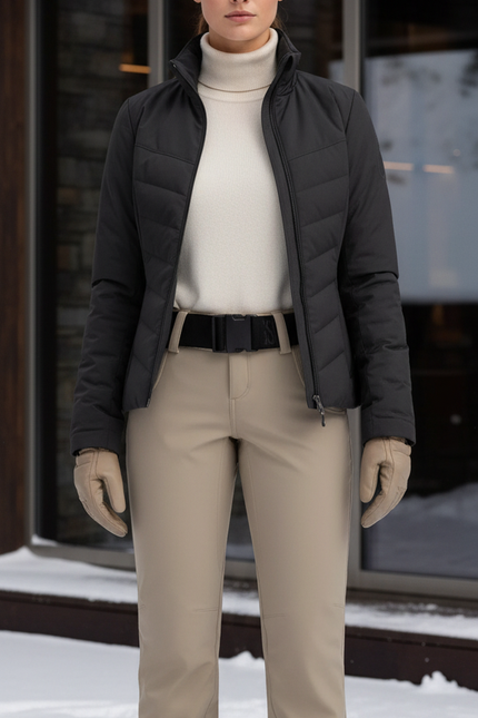 Pantalon De Ski Beige Slim Imperméable Chaud Femme - Polyester