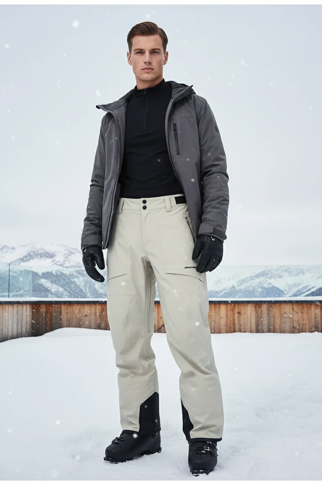 Pantalon De Ski Beige Droit Imperméable Homme - Polyester