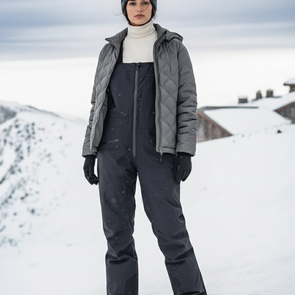 Pantalon De Ski Noir Imperméable Salopette Coupe-Vent Thermique Femme - Polyester
