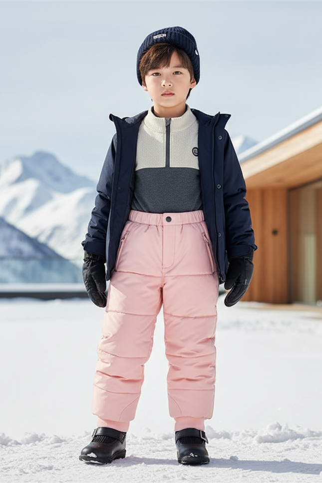 Pantalon De Ski Rose Matelassé Enfant Rembourré Hiver - Polyester