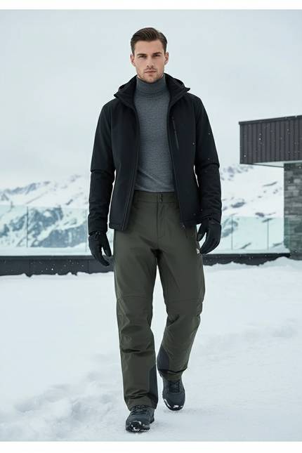 Pantalon De Ski Homme Kaki Imperméable Chaud Épais - Polyester