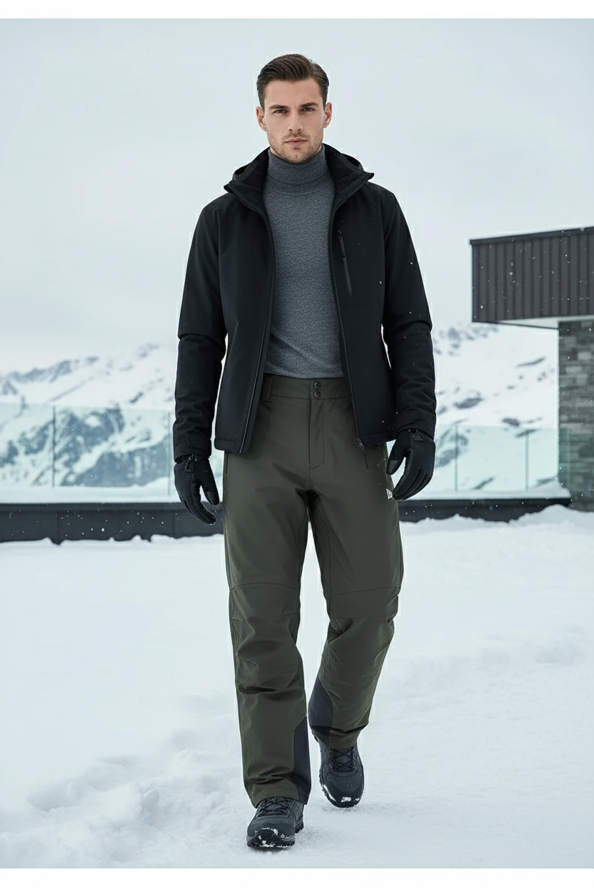 Pantalon De Ski Homme Kaki Imperméable Chaud Épais - Polyester