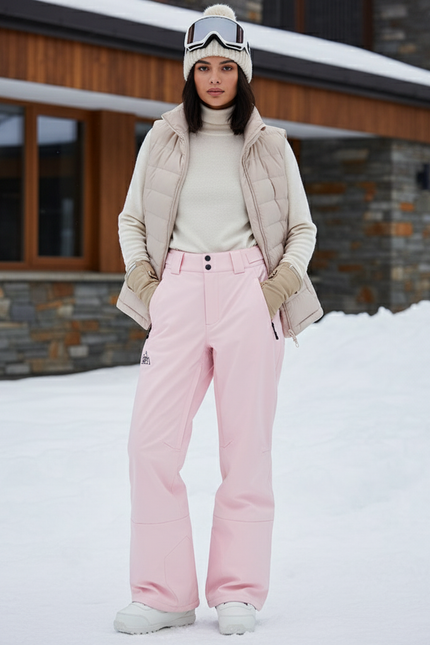 Pantalon De Ski Rose Ample Imperméable Hiver Femme - Polyester