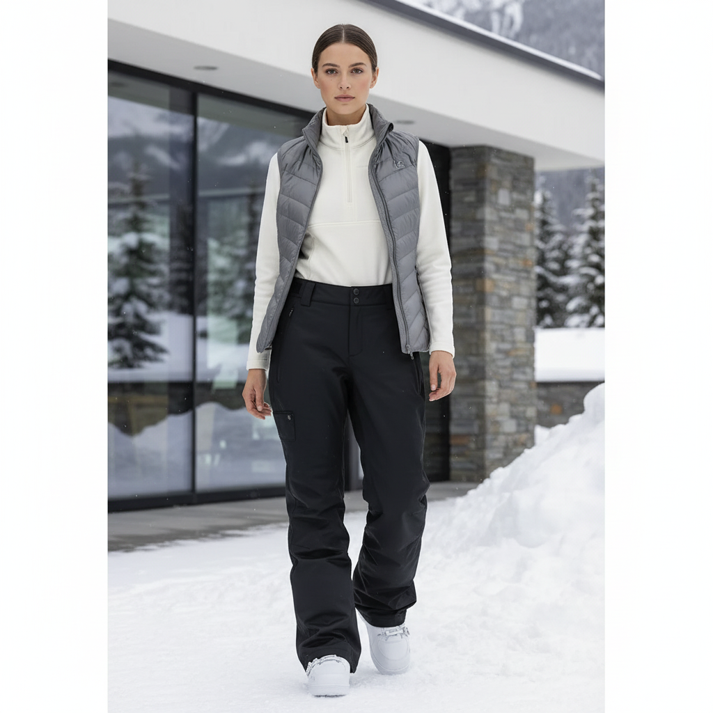 Pantalon De Ski Noir Ample Imperméable Femme Hiver - Polyester