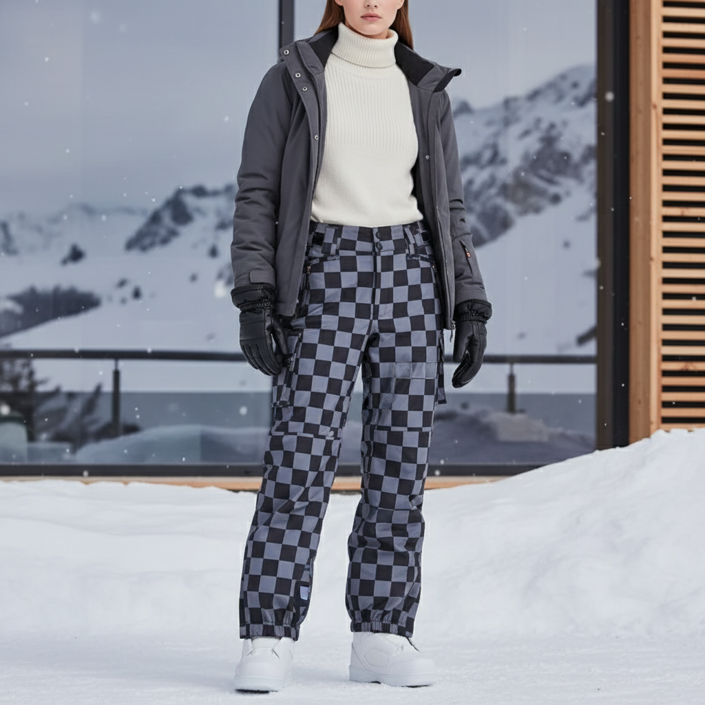 Pantalon De Ski Carreaux Ample Imperméable Unisexe Hiver - Imprimé Polyester