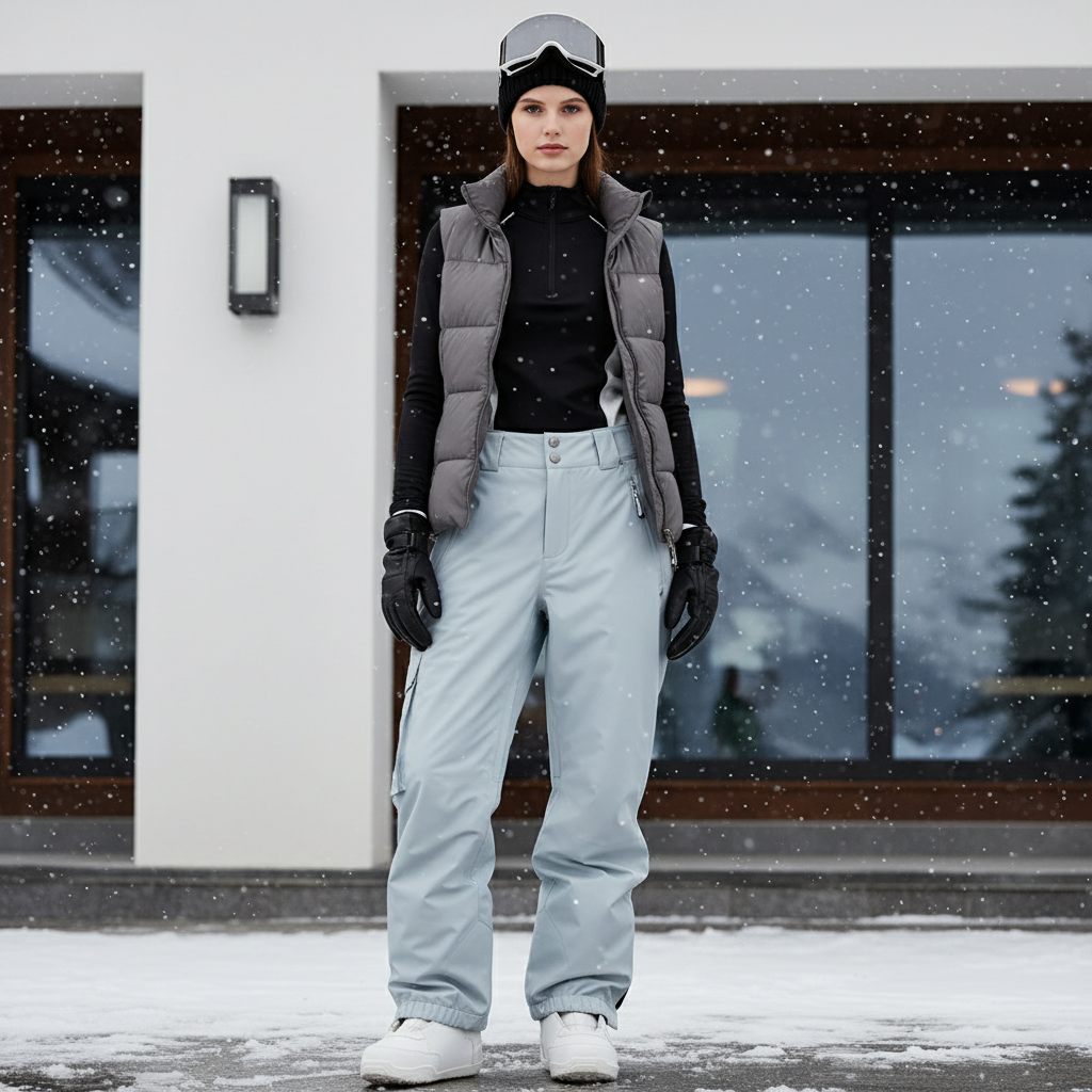 Pantalon De Ski Bleu Ciel Ample Imperméable Cargo Femme - Polyester
