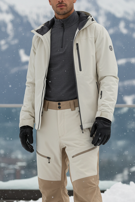 Pantalon De Ski Beige Marron Ample Imperméable Hiver Homme - Polyester