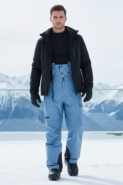 Pantalon De Ski Bleu Ciel Bretelles Imperméable Homme - Polyester